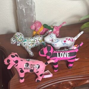 Lot of 5 Victoria's Secret PINK Mini Plush Dog Collection.